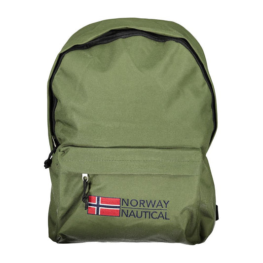Backpack by Norway 1963 for men in polyester green & signature features a refined silhouette, showcasing the Polyester Backpack design with a secure zipper, ample external-pockets, and versatile handle, backpack-strap & adjustable-strap.