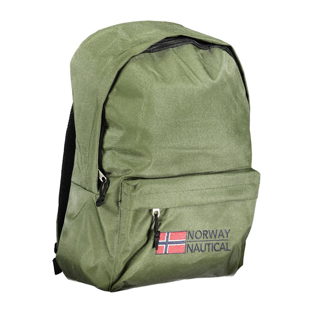 Backpack by Norway 1963 for men in polyester green & signature showcases an architectural Polyester Backpack design, featuring a secure zipper, ample external-pockets, and architectural handle, backpack-strap & adjustable-strap for a sophisticated look.