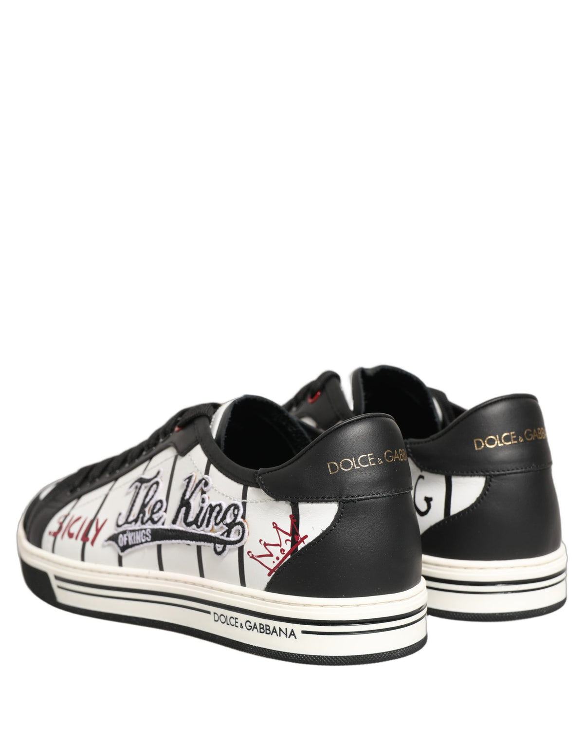 Dolce & Gabbana Men's Low Top Goat & Calf Leather Sneakers - Black White