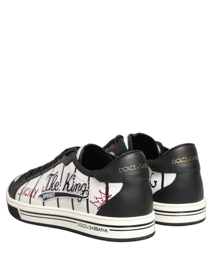 Dolce & Gabbana Men's Low Top Goat & Calf Leather Sneakers - Black White