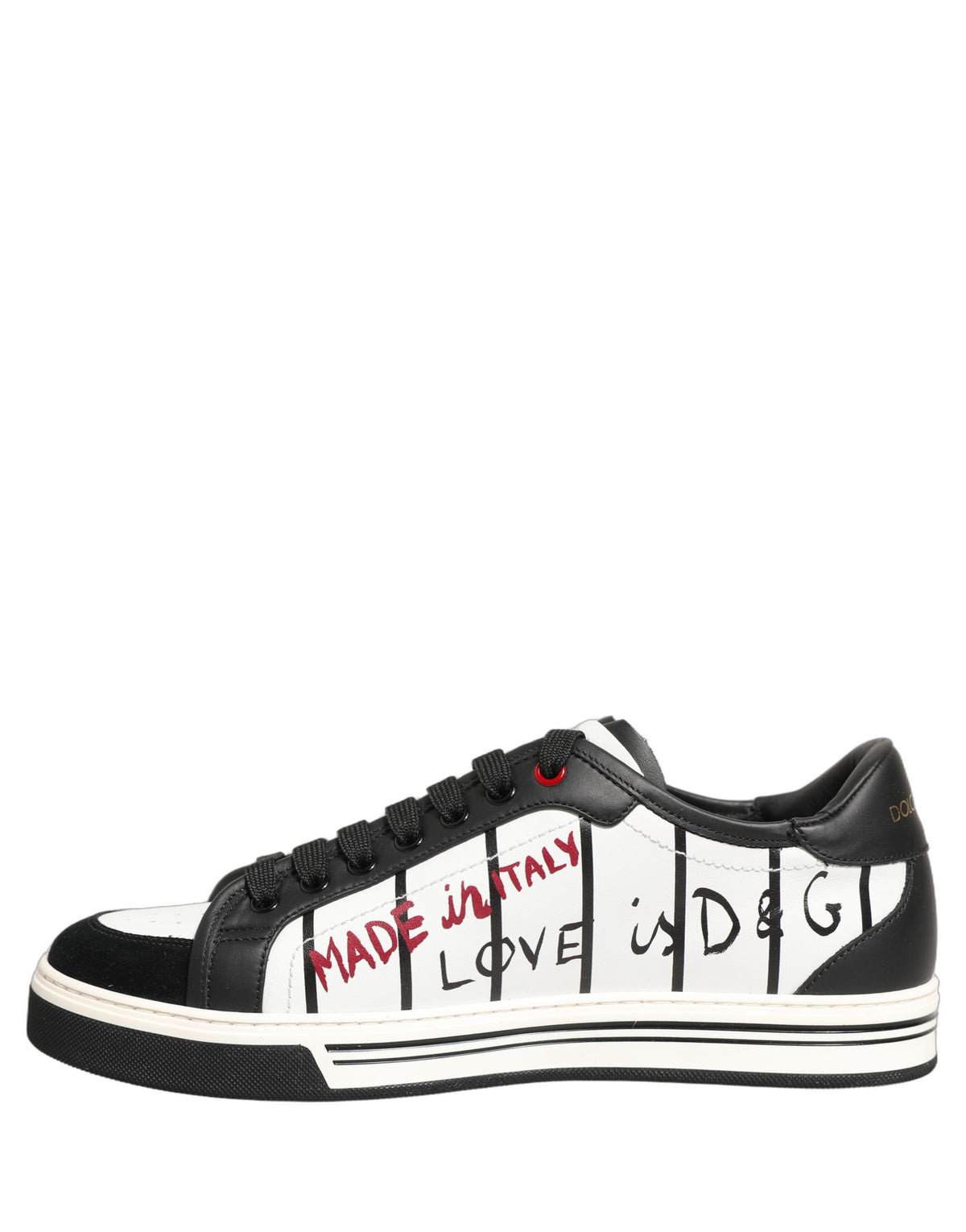 Dolce & Gabbana Men's Low Top Goat & Calf Leather Sneakers - Black White
