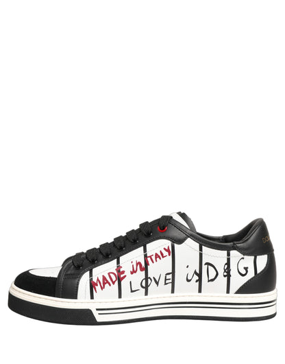 Dolce & Gabbana Men's Low Top Goat & Calf Leather Sneakers - Black White