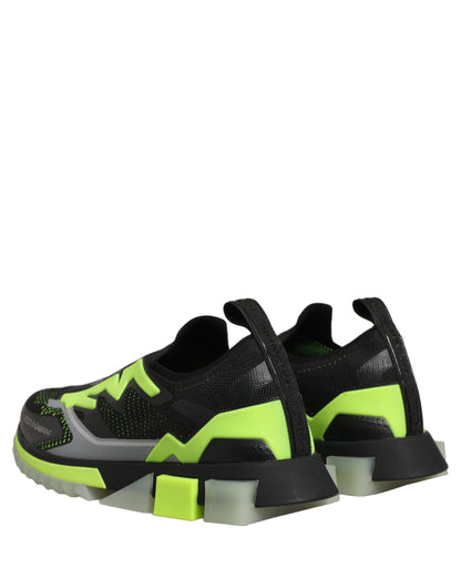 Dolce & Gabbana Black Green Sorrento Low Top Sneakers Shoes