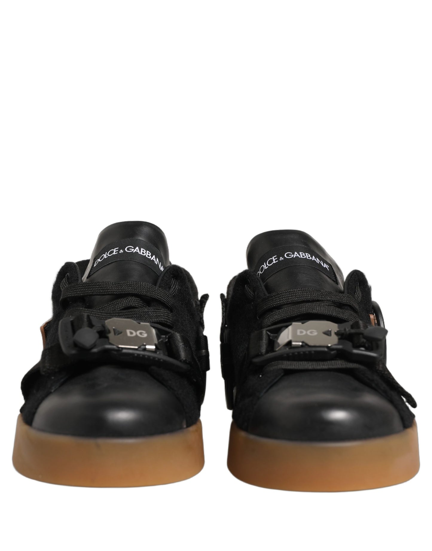 Dolce & Gabbana Black Leather Low Trainers Men Sneakers Shoes