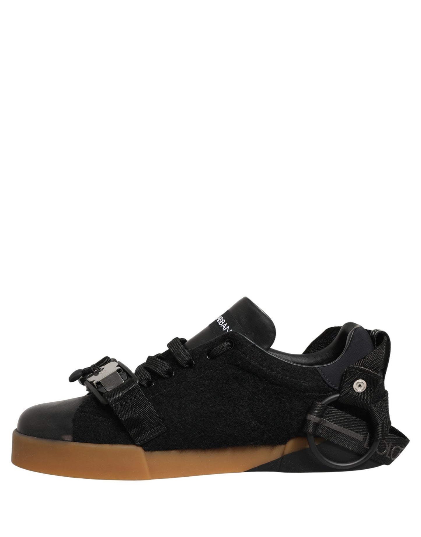 Dolce & Gabbana Black Leather Low Trainers Men Sneakers Shoes
