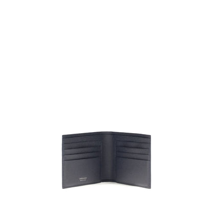 Cardholder Wallet by Ferragamo for men in bos taurus calfskin leather blue, signature & monogram presents a streamlined silhouette, showcasing the sophisticated design of the Gancini Bos Taurus Calfskin Leather Cardholder Wallet collection with functional card-organization bifold billfold.