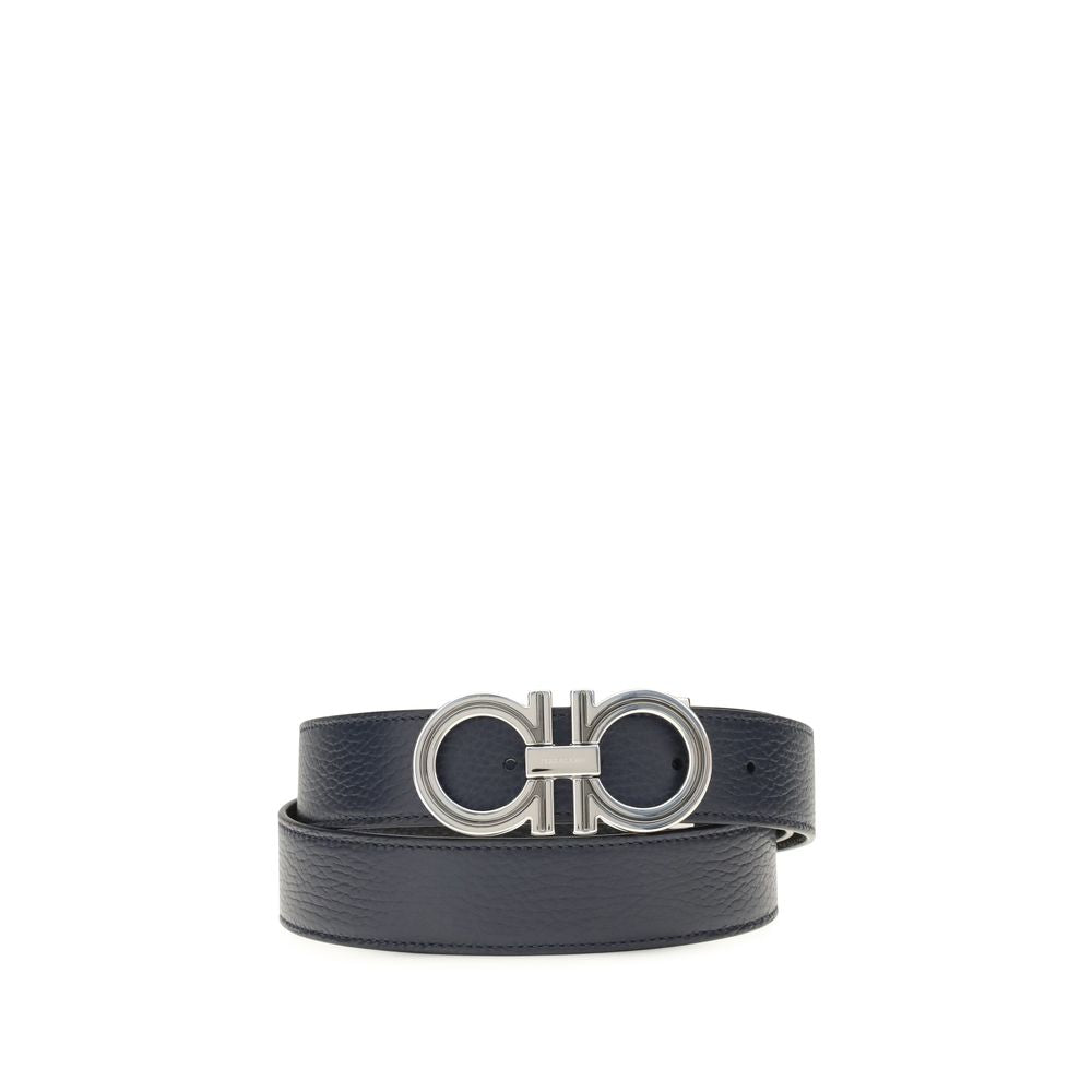 Belt by Ferragamo for men in bos taurus calf leather blue features a bohemian chic silhouette, showcasing the bohemian chic Gancini Bos Taurus Calf Leather Belt design with a sophisticated bohemian chic finish.