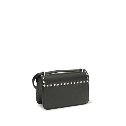 Mini Shoulder Bag by Valentino Garavani for women in bio-acetate cotton & bos taurus calfskin leather black & signature presents a versatile silhouette, showcasing a secure hook and versatile with versatile shoulder-strap & adjustable-strap for a sophisticated look.