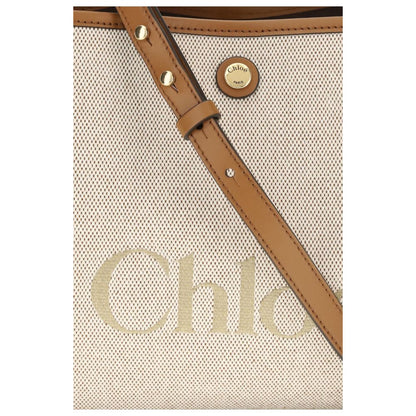 Shoulder Bag by Chloé for women in modal & cotton beige & jacquard features a distinguished silhouette, showcasing a secure magnetic & button and distinguished with versatile shoulder-strap, handle & adjustable-strap for a distinguished finish.