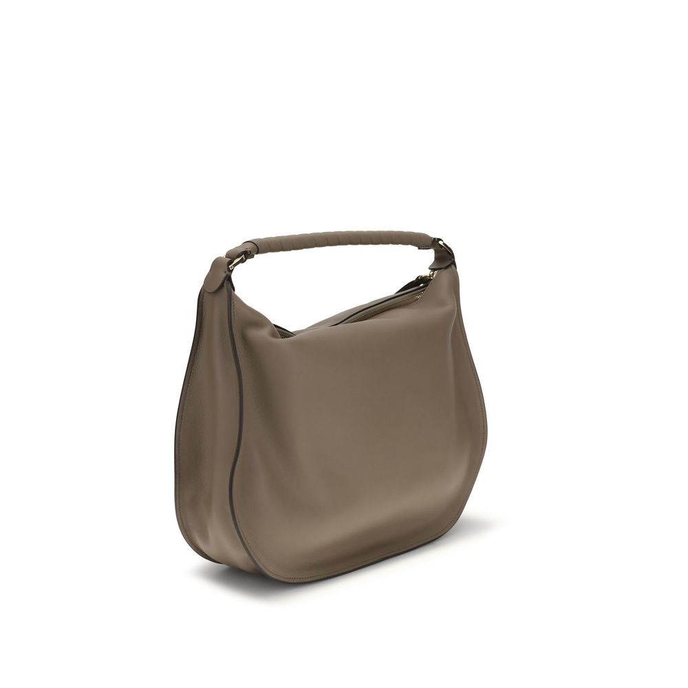 Large Shoulder Flap Bag by Chloé for women in bos taurus calfskin leather beige & signature features a distinguished silhouette, showcasing a secure flap & zipper and distinguished external-pockets with versatile shoulder-strap for a distinguished finish.