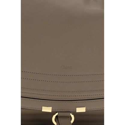 Large Shoulder Flap Bag by Chloé for women in bos taurus calfskin leather beige & signature presents a versatile silhouette, showcasing a secure flap & zipper and versatile external-pockets with versatile shoulder-strap for a sophisticated look.