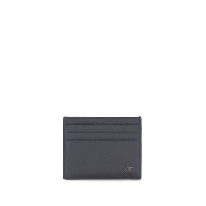 Cardholder Wallet by Ferragamo for men in bos taurus calfskin leather blue features a sleek silhouette, showcasing the sleek Gancini Bos Taurus Calfskin Leather Cardholder Wallet design with sophisticated card-organization compact-design for a premium look.