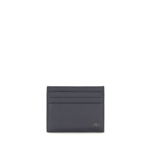 Cardholder Wallet by Ferragamo for men in bos taurus calfskin leather blue features a sleek silhouette, showcasing the sleek Gancini Bos Taurus Calfskin Leather Cardholder Wallet design with sophisticated card-organization compact-design for a premium look.