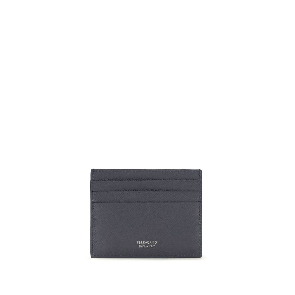 Cardholder Wallet by Ferragamo for men in bos taurus calfskin leather blue showcases a enchanting silhouette, artfully detailed with the signature style of the Gancini Bos Taurus Calfskin Leather Cardholder Wallet and functional card-organization compact-design.