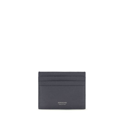 Cardholder Wallet by Ferragamo for men in bos taurus calfskin leather blue showcases a enchanting silhouette, artfully detailed with the signature style of the Gancini Bos Taurus Calfskin Leather Cardholder Wallet and functional card-organization compact-design.
