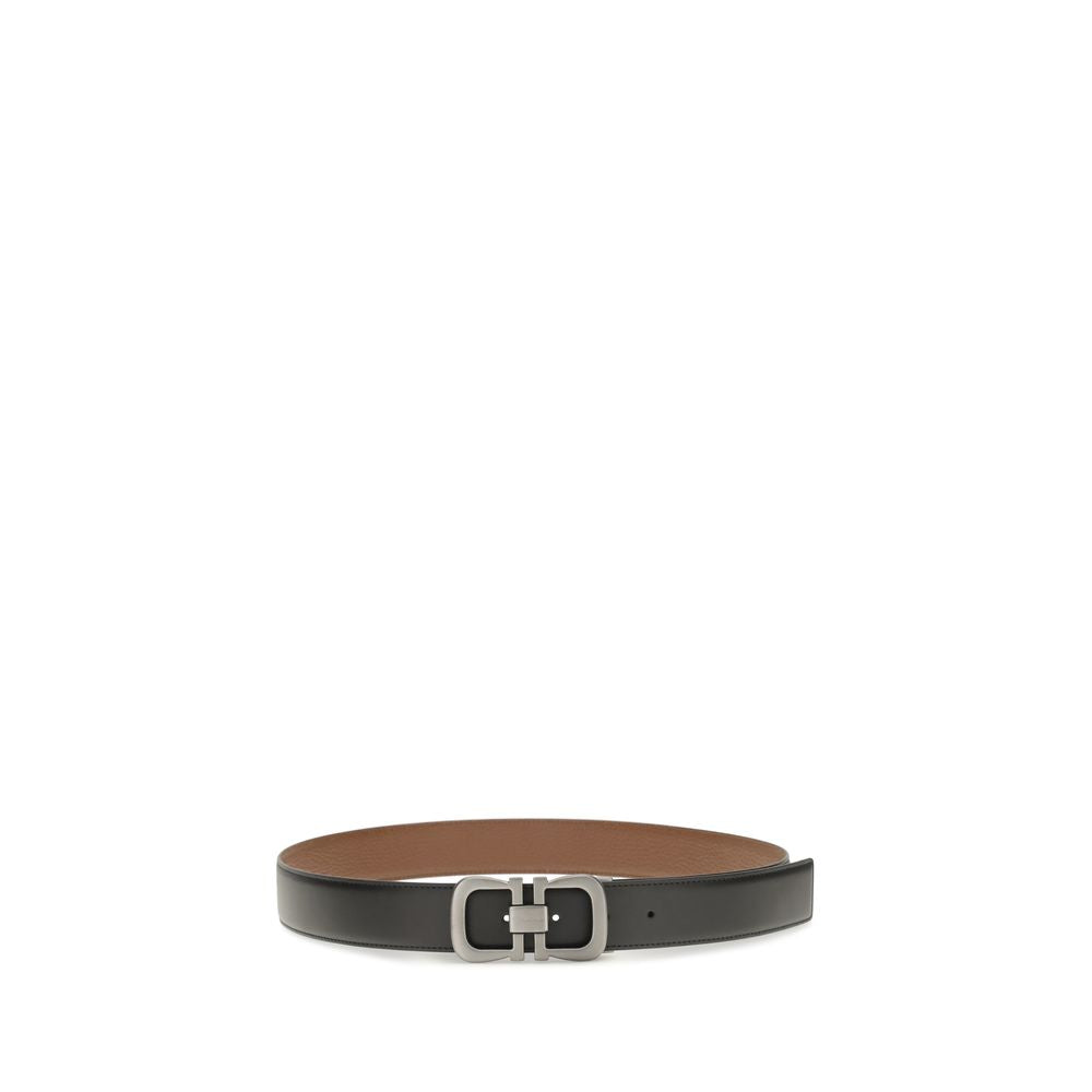 Belt by Ferragamo for men in bos taurus calf leather black features a versatile silhouette, artfully showcasing the versatile design of the Gancini Bos Taurus Calf Leather Belt for a sophisticated, premium finish.