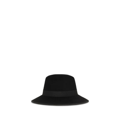 Fedora by Valentino Garavani for women in cotton velvet black & signature presents a ethereal silhouette, showcasing the ethereal craftsmanship and ethereal aesthetic of the Fedora Ribbon V Logo Cotton Velvet collection.