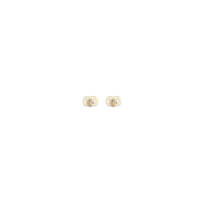 Earrings by Valentino Garavani for women in bos taurus calfskin crocodile nappa leather gold & signature presents a resplendent silhouette, artfully capturing the essence of the V Logo Women's Stud Gold Brass Earrings with a resplendent stud for a sophisticated look.