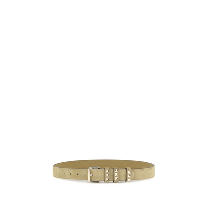 Belt by Valentino Garavani for women in suede leather beige & gold features an distinguished design, perfectly showcasing the sophisticated craftsmanship of this distinguished Rockstud Suede Leather Belt.
