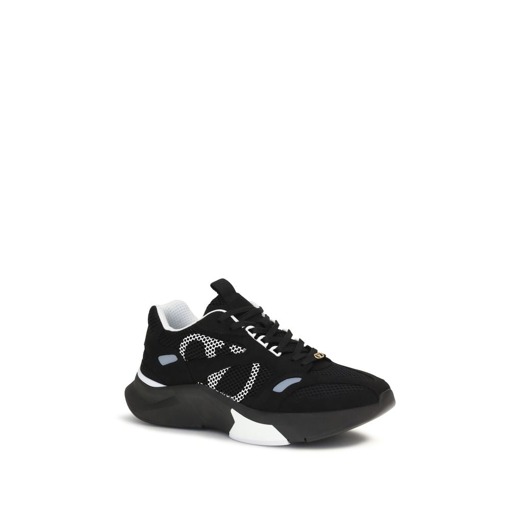 Athletic Sneakers by Valentino Garavani for men in suede leather black, gold, signature-print & print showcases an impeccable silhouette, defined by an impeccable low-top style design that perfectly captures the essence of the V Logo Men's Low Top Suede Leather Athletic Sneakers.
