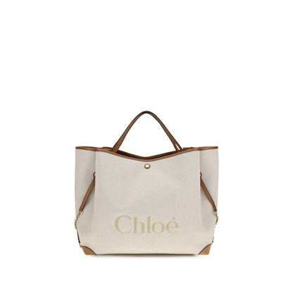 Large Shoulder Tote Bag by Chloé for women in cotton canvas beige & jacquard showcases a enviable silhouette, artfully detailed with a secure , organized , and versatile handle for a enviable look.