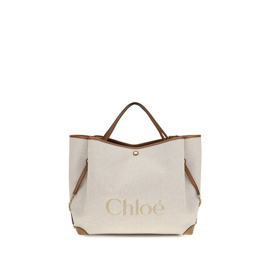 Large Shoulder Tote Bag by Chloé for women in cotton canvas beige & jacquard showcases a enviable silhouette, artfully detailed with a secure , organized , and versatile handle for a enviable look.