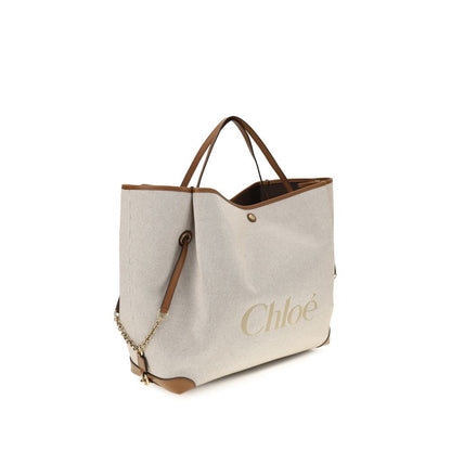 Large Shoulder Tote Bag by Chloé for women in cotton canvas beige & jacquard features a distinguished silhouette, showcasing a secure and distinguished with versatile handle for a distinguished finish.