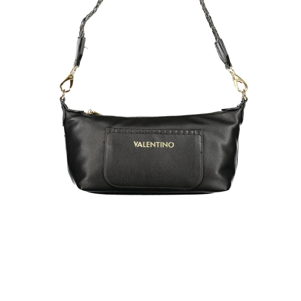 Handbag by Mario Valentino for women in polyurethane black & signature features a refined silhouette, showcasing a secure zipper, organized external-pockets & internal-pockets, and versatile adjustable-strap & handle for a refined finish.