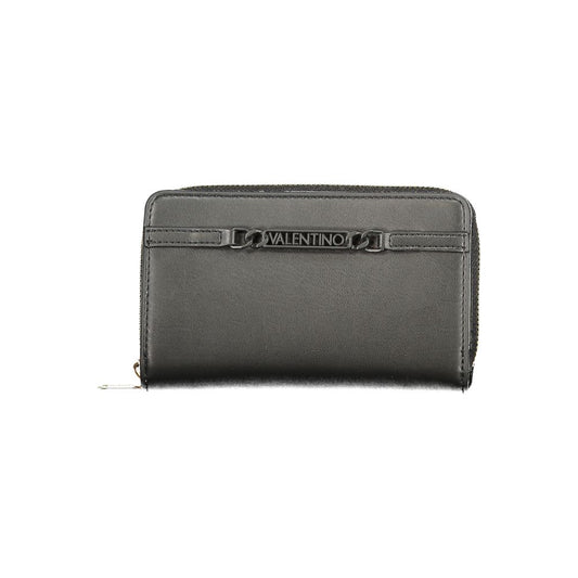 Cardholder Wallet by Mario Valentino for women in polyurethane black features a streamlined silhouette, showcasing the streamlined Polyurethane Cardholder Wallet design with sophisticated card-organization coin-purse for a premium look.