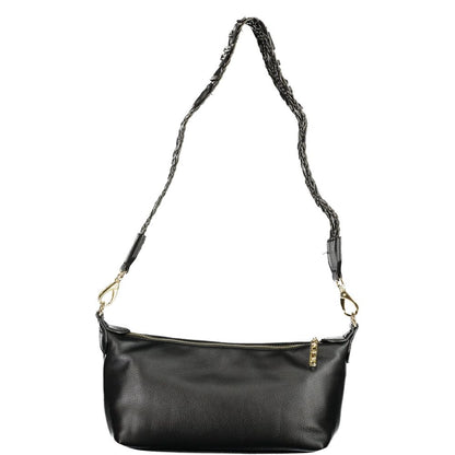 Handbag by Mario Valentino for women in polyurethane black & signature presents a ornamental silhouette, showcasing a secure zipper, ample external-pockets & internal-pockets, and versatile adjustable-strap & handle for a ornamental finish.