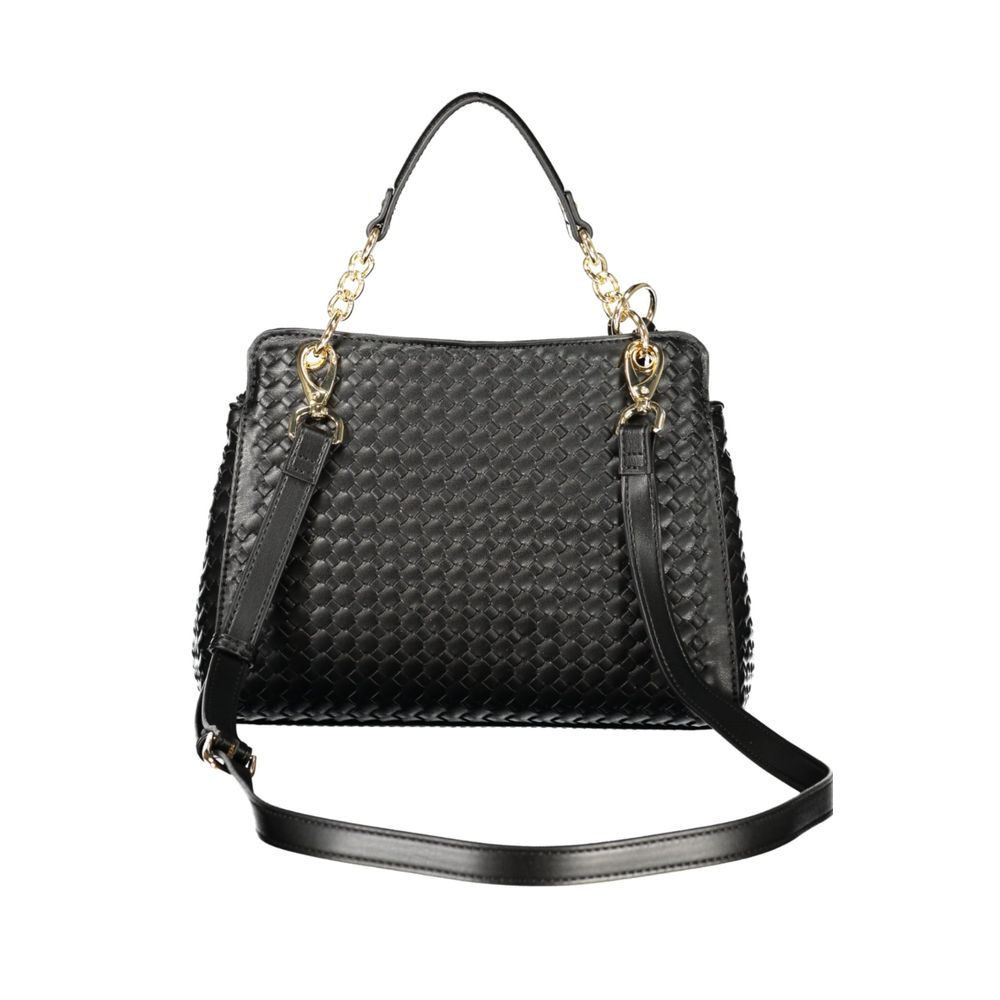 Crossbody Handbag by Mario Valentino for women in polyurethane cotton black & signature features an refined silhouette, showcasing a secure zipper, ample built-in-compartments & internal-pockets, and versatile crossbody-strap, shoulder-strap, adjustable-strap & handle for a sophisticated refined aesthetic.