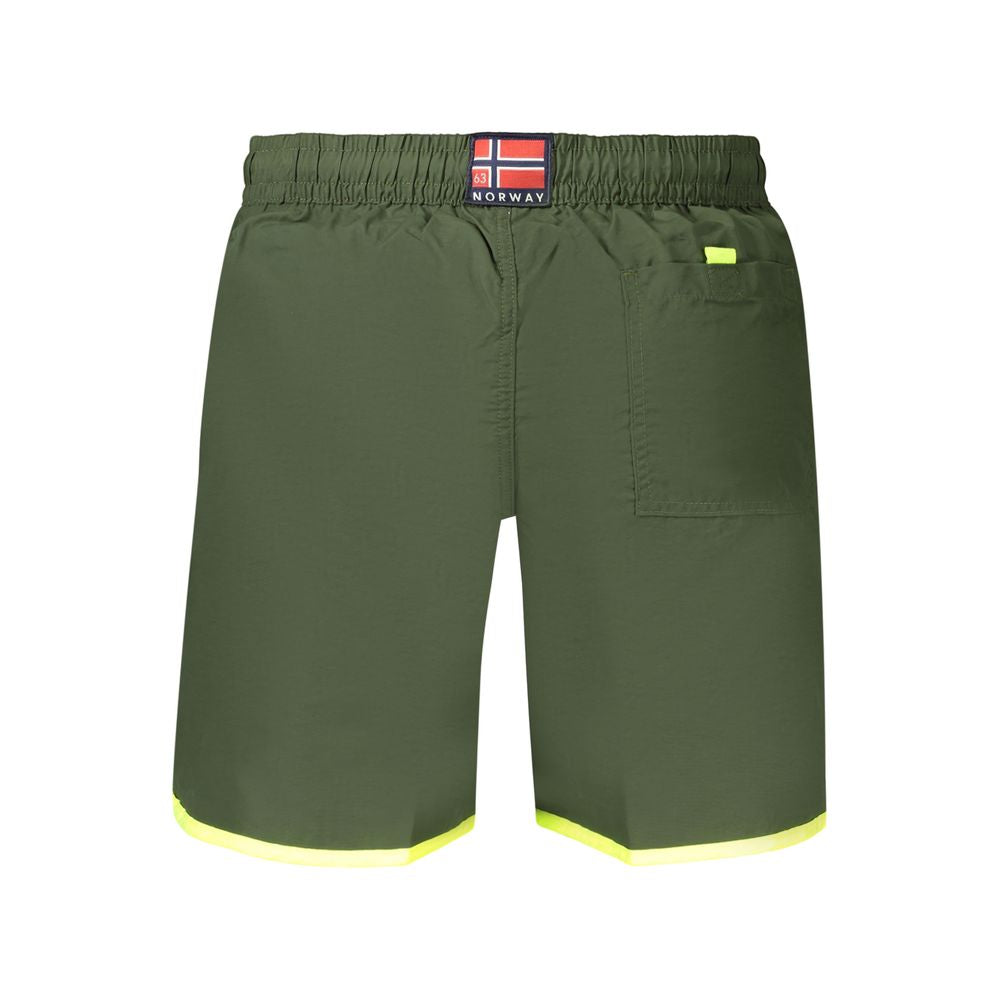 Swim Shorts by Norway 1963 for men in polyamide green & print showcases a sculptural silhouette, expertly capturing the sophisticated essence of the sculptural Men's Polyamide Swim Shorts design for a premium poolside look.