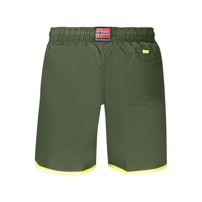 Swim Shorts by Norway 1963 for men in polyamide green & print showcases a sculptural silhouette, expertly capturing the sophisticated essence of the sculptural Men's Polyamide Swim Shorts design for a premium poolside look.