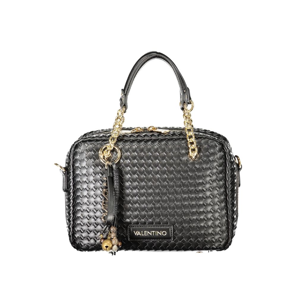 Handbag by Mario Valentino for women in polyurethane cotton black & signature features a refined silhouette, showcasing a secure zipper, organized internal-pockets, and versatile shoulder-strap, adjustable-strap & handle for a refined finish.