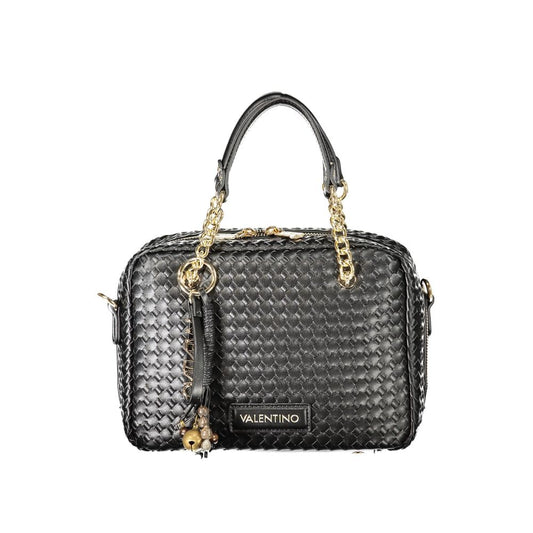 Handbag by Mario Valentino for women in polyurethane cotton black & signature features a refined silhouette, showcasing a secure zipper, organized internal-pockets, and versatile shoulder-strap, adjustable-strap & handle for a refined finish.