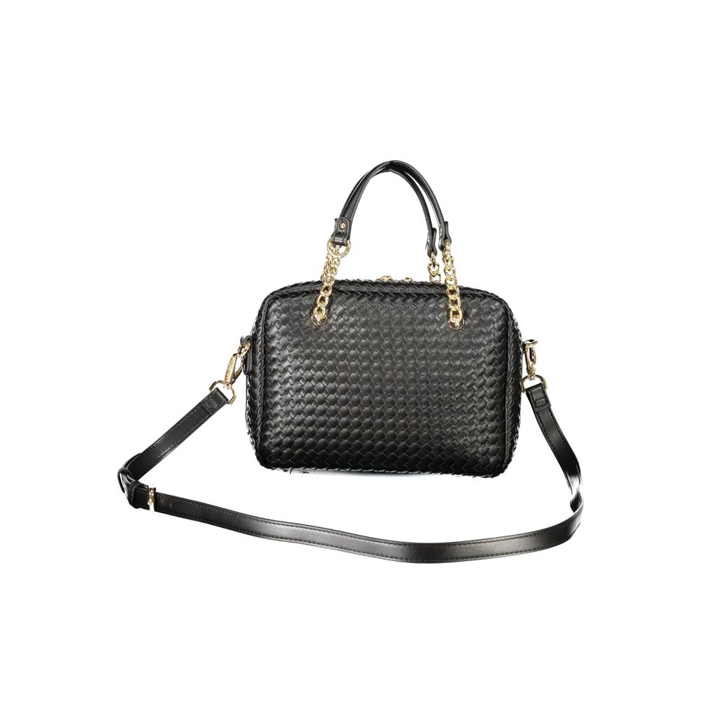 Handbag by Mario Valentino for women in polyurethane cotton black & signature features a exquisite silhouette, showcasing a secure zipper and exquisite internal-pockets with versatile shoulder-strap, adjustable-strap & handle for a exquisite finish.