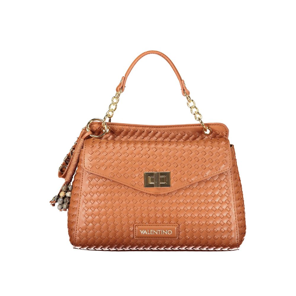 This Crossbody Handbag by Mario Valentino for women in polyurethane cotton and brown presents a sculptural silhouette featuring a secure zipper, ample built-in-compartments & internal-pockets, and versatile crossbody-strap, shoulder-strap, handle & adjustable-strap for a sculptural finish.