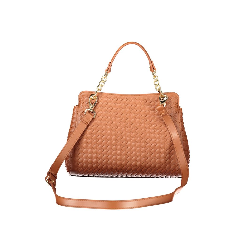 Crossbody Handbag by Mario Valentino for women in polyurethane cotton brown features a refined silhouette, showcasing a secure zipper, organized built-in-compartments & internal-pockets, and versatile crossbody-strap, shoulder-strap, handle & adjustable-strap for a refined finish.