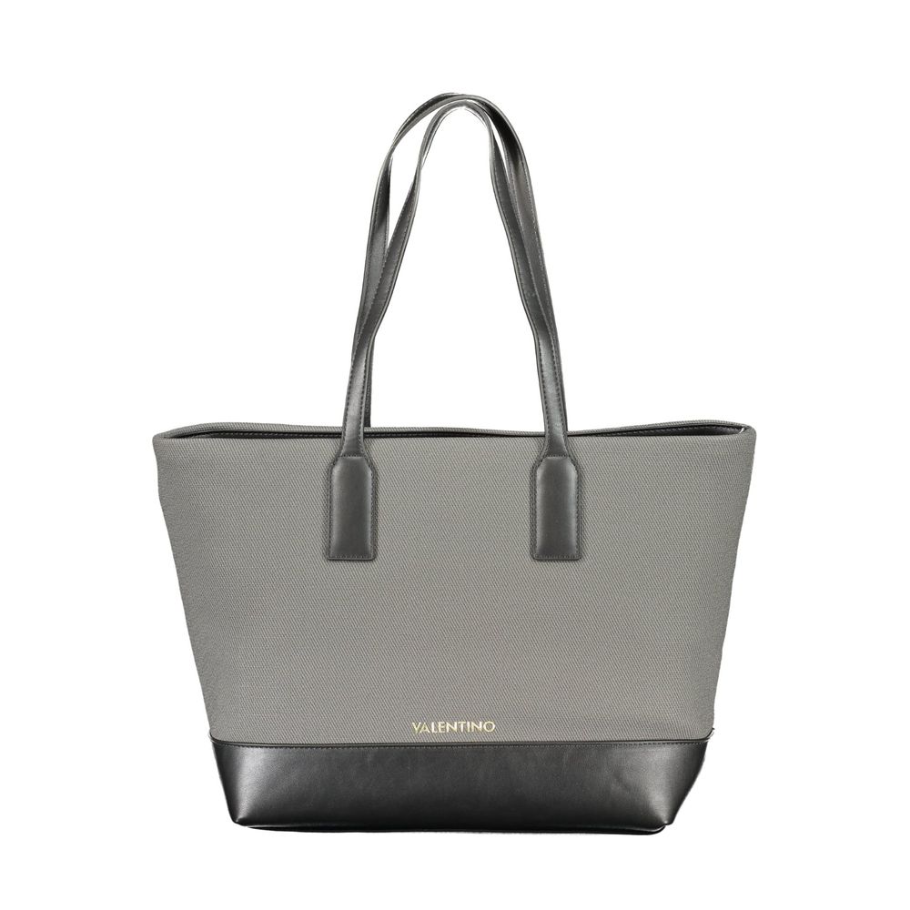 Shoulder Handbag by Mario Valentino for women in polyurethane black features a signature silhouette, showcasing a secure zipper and signature document-holder & internal-pockets with versatile shoulder-strap & handle for a sophisticated look.