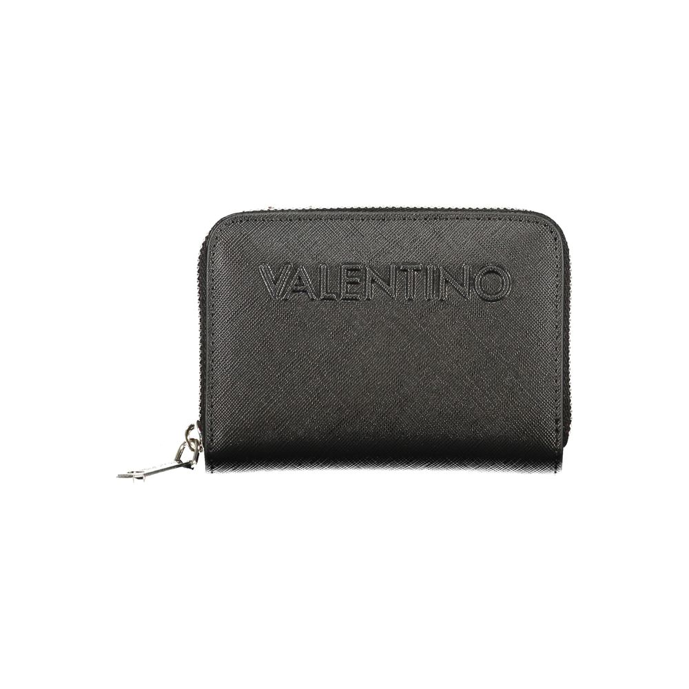 Cardholder Wallet by Mario Valentino for women in polyurethane black showcases a refined silhouette, artfully detailed with the signature style of the Polyurethane Cardholder Wallet and functional card-organization eco-friendly coin-purse.