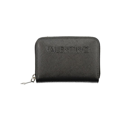 Cardholder Wallet by Mario Valentino for women in polyurethane black showcases a refined silhouette, artfully detailed with the signature style of the Polyurethane Cardholder Wallet and functional card-organization eco-friendly coin-purse.