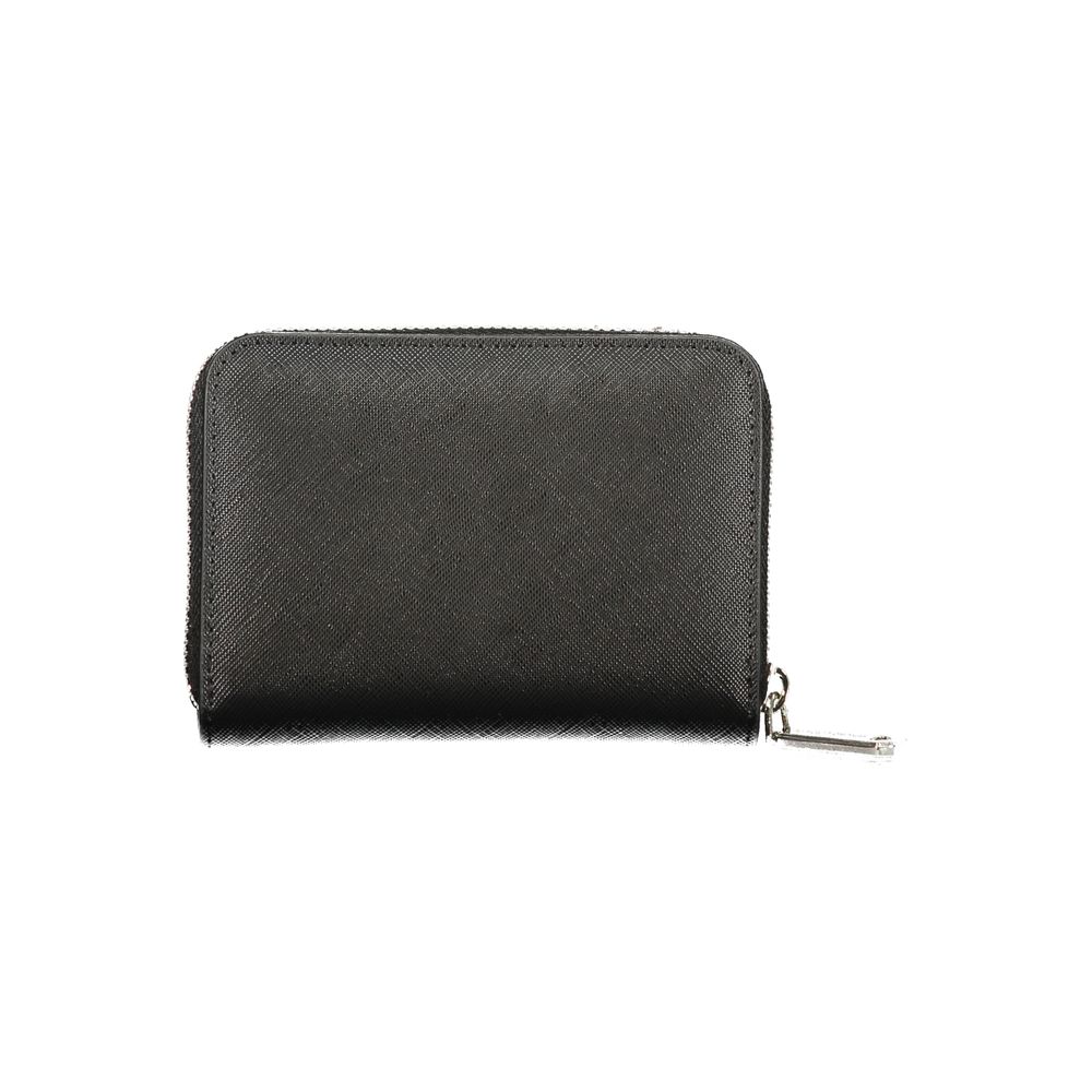 Cardholder Wallet by Mario Valentino for women in polyurethane black presents a streamlined silhouette, showcasing the sophisticated design of the Polyurethane Cardholder Wallet collection with functional card-organization eco-friendly coin-purse.