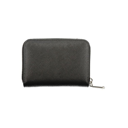 Cardholder Wallet by Mario Valentino for women in polyurethane black presents a streamlined silhouette, showcasing the sophisticated design of the Polyurethane Cardholder Wallet collection with functional card-organization eco-friendly coin-purse.