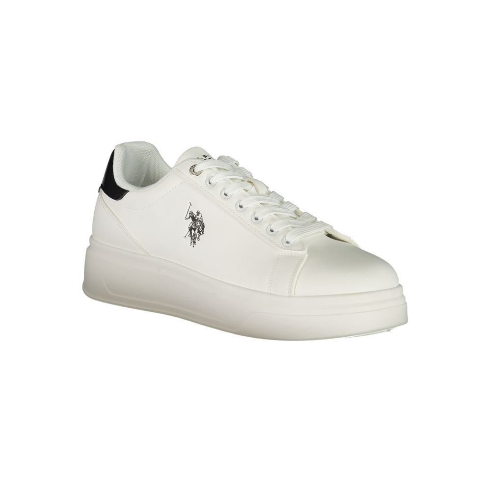 Athletic Sneakers by U.S. POLO ASSN. for men in polyester & polyurethane black, white & print features an architectural silhouette from the Crisp Men's Athletic Polyester & Polyurethane Sneakers collection, showcasing a architectural athletic style for a architectural look.