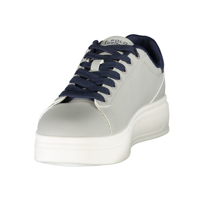 Athletic Sneakers by U.S. POLO ASSN. for men in polyester blue, gray, white & print presents a sleek silhouette, perfectly capturing the athletic style essence of Men's Athletic Polyester Sneakers with its sleek design and premium finish.