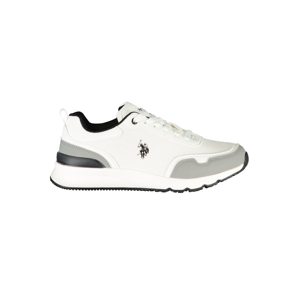 Athletic Sneakers by U.S. POLO ASSN. for men in polyester black, gray, white & print features an architectural silhouette from the Men's Athletic Polyester Sneakers collection, showcasing a architectural athletic style for a architectural look.