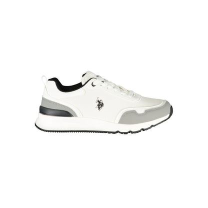 Athletic Sneakers by U.S. POLO ASSN. for men in polyester black, gray, white & print features an architectural silhouette from the Men's Athletic Polyester Sneakers collection, showcasing a architectural athletic style for a architectural look.