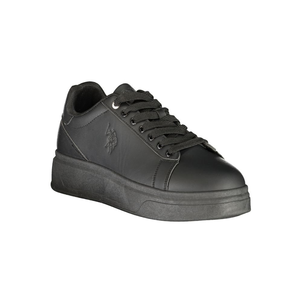 Athletic Sneakers by U.S. POLO ASSN. for men in polyester black & print presents a sleek silhouette, perfectly capturing the athletic style essence of Men's Athletic Polyester Sneakers with its sleek design and premium finish.