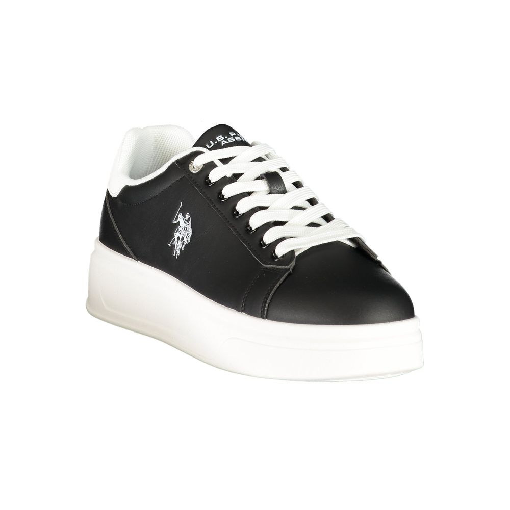 Athletic Sneakers by U.S. POLO ASSN. for men in polyester black, white & print features an architectural silhouette from the Men's Athletic Polyester Sneakers collection, showcasing a architectural athletic style for a architectural look.