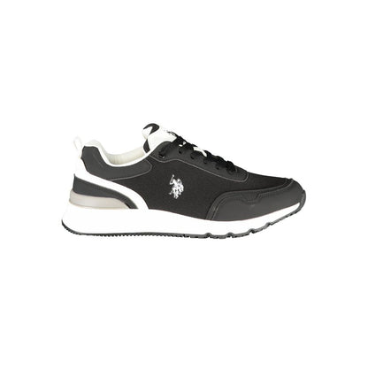 Athletic Sneakers by U.S. POLO ASSN. for men in polyester & polyurethane black, gray, white & print features an architectural silhouette from the Men's Athletic Polyester & Polyurethane Sneakers collection, showcasing a architectural athletic style for a architectural look.